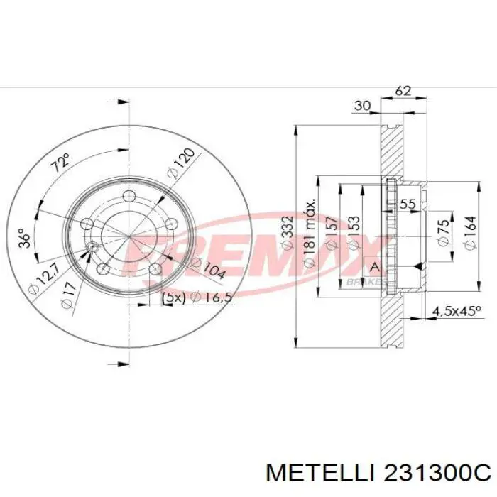 23-1300C Metelli freno de disco delantero