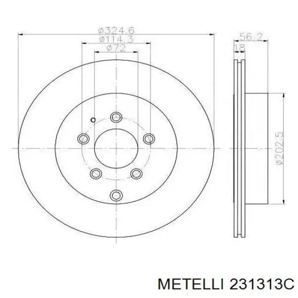 231313C Metelli disco de freno trasero