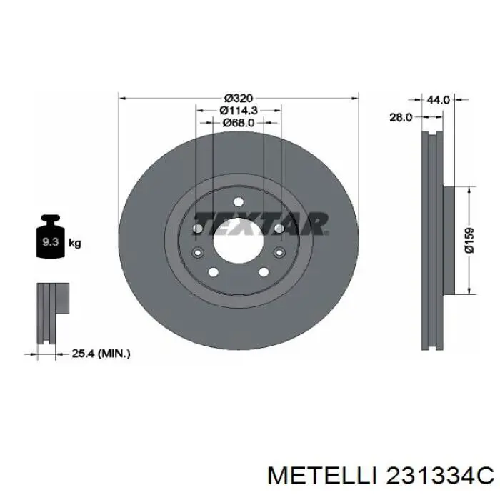 23-1334C Metelli freno de disco delantero