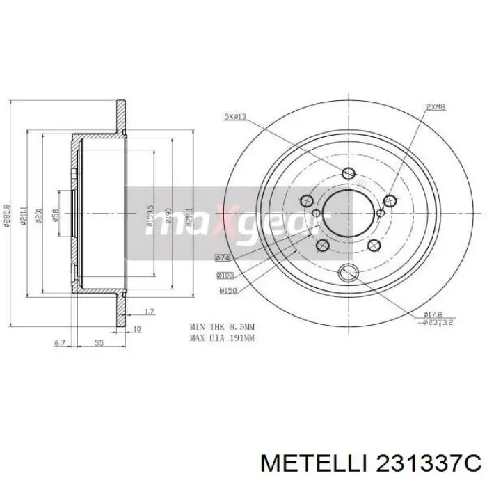 23-1337C Metelli disco de freno trasero