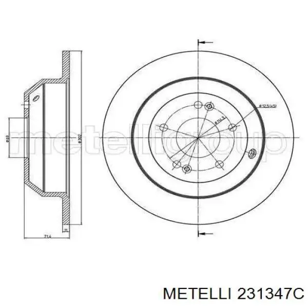 23-1347C Metelli disco de freno trasero