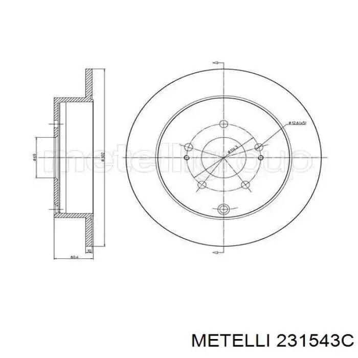 231543C Metelli disco de freno trasero