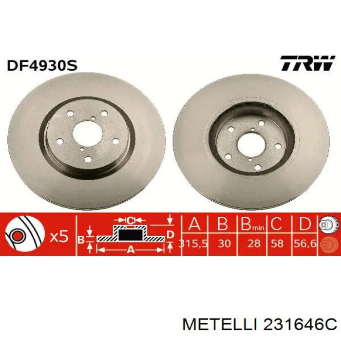 23-1646C Metelli freno de disco delantero