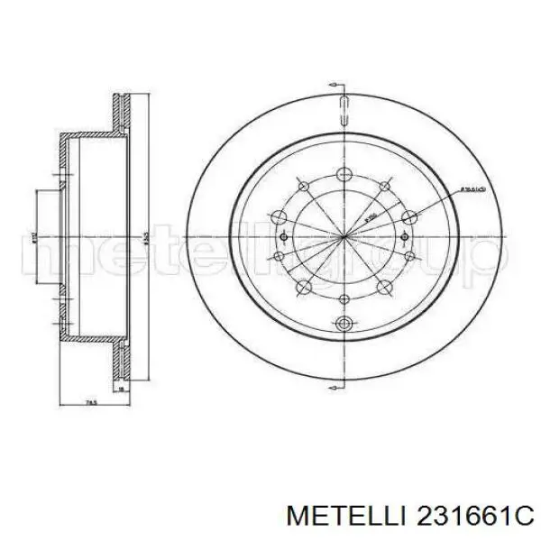 23-1661C Metelli disco de freno trasero