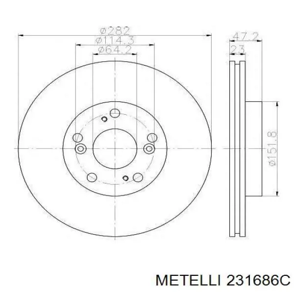 23-1686C Metelli freno de disco delantero