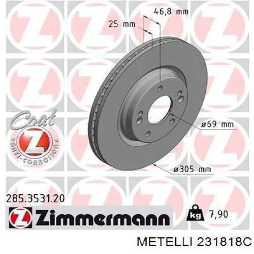 23-1818C Metelli freno de disco delantero