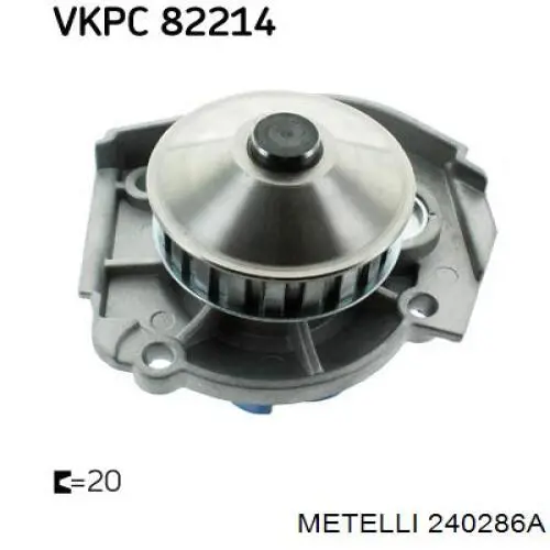Bomba de agua 240286A Metelli