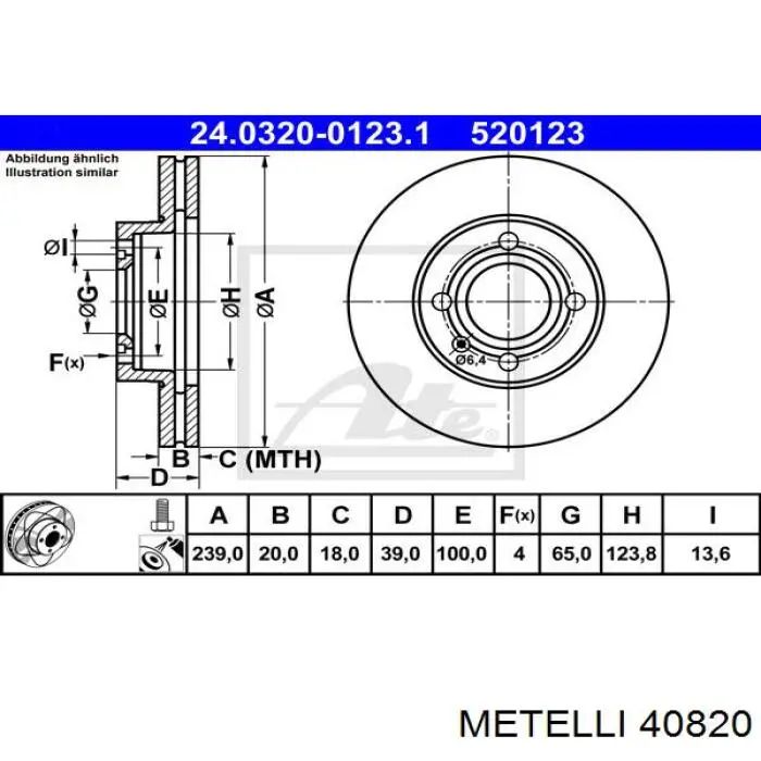 40820 Metelli cilindro de freno de rueda trasero