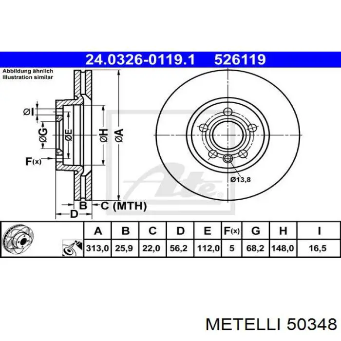 50348 Metelli cilindro principal de freno