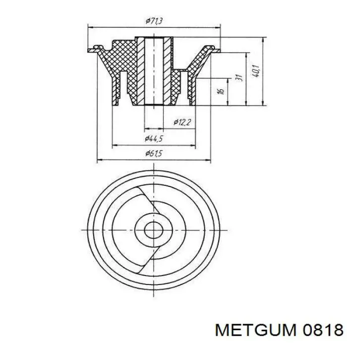 0818 Metgum suspensión, cuerpo del eje trasero