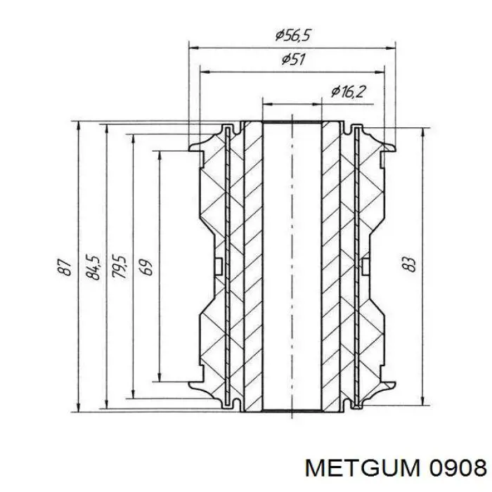 0908 Metgum silentblock delantero de ballesta delantera