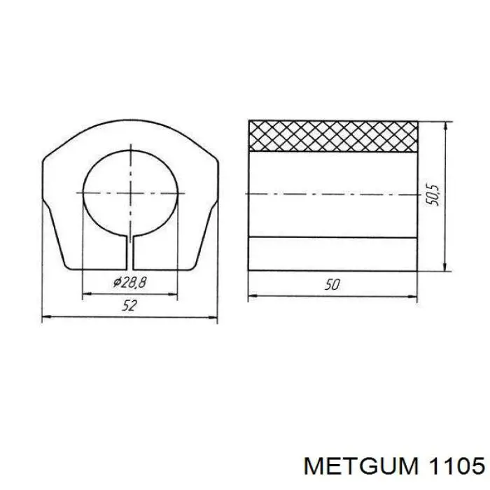 1105 Metgum casquillo de barra estabilizadora delantera