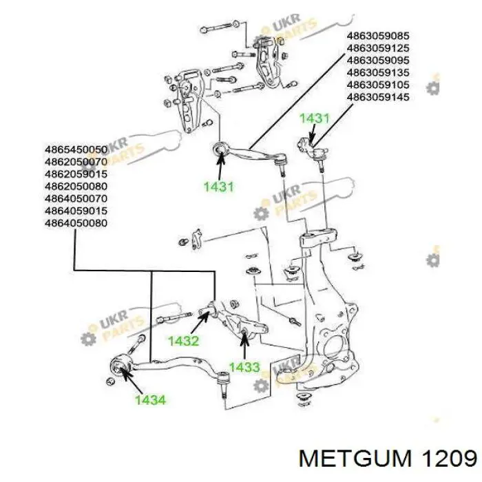 1209 Metgum silentblock de brazo de suspensión delantero superior