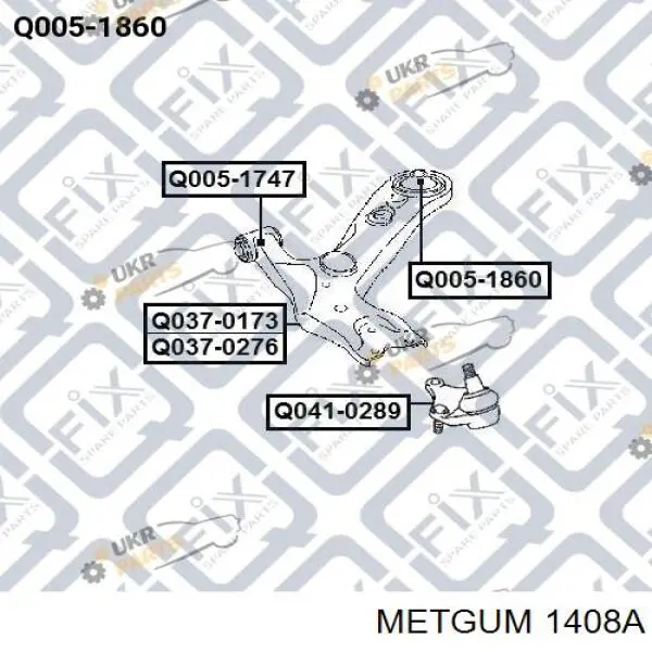 Silentblock suspension Metgum 1408A