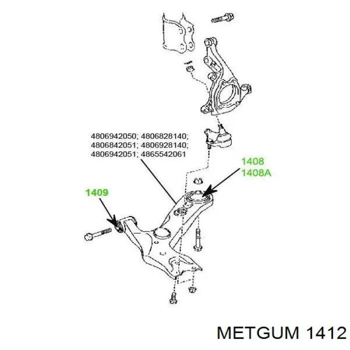 14-12 Metgum bloque silencioso trasero brazo trasero trasero