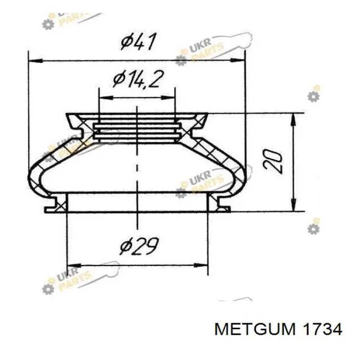 1734 Metgum suspensión, barra transversal trasera