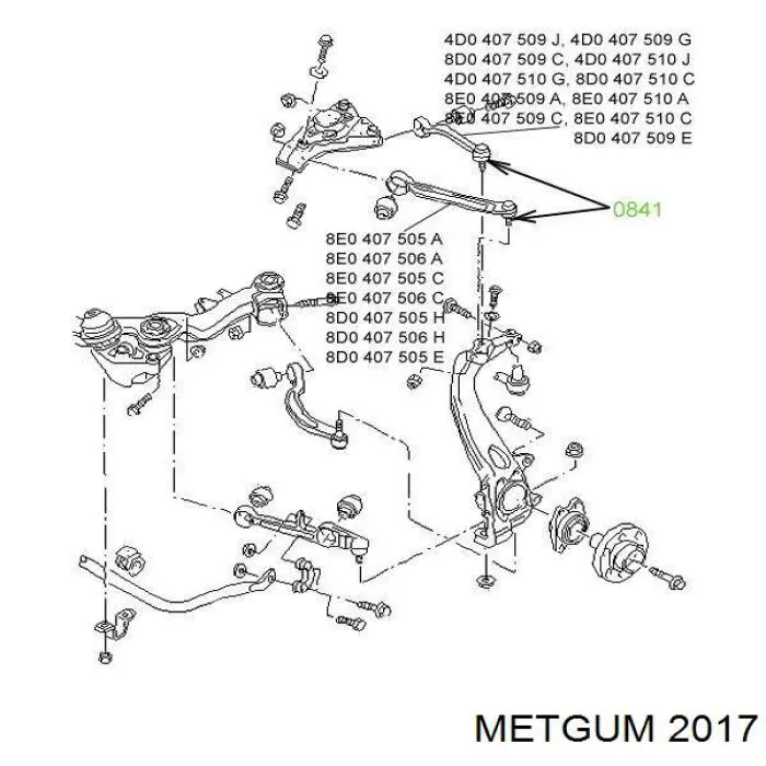 2017 Metgum silentblock trasero de ballesta trasera