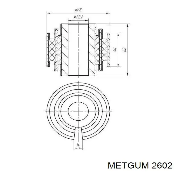 26-02 Metgum silentblock de estabilizador trasero