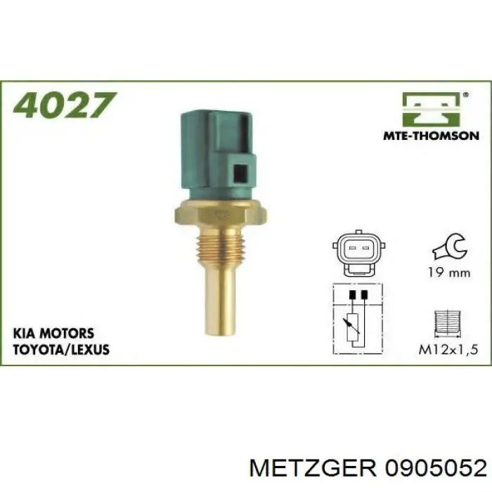 0905052 Metzger sensor de temperatura del refrigerante
