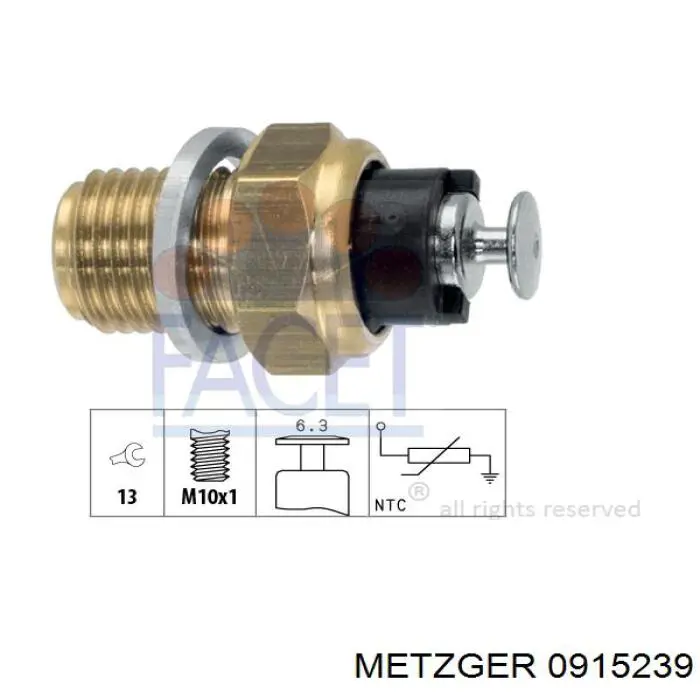 0915239 Metzger sensor de temperatura del refrigerante