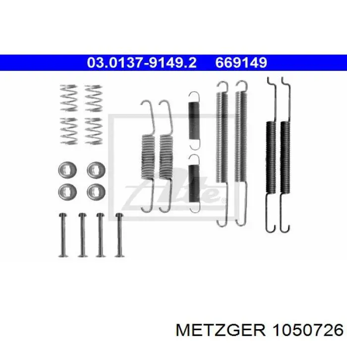 105-0726 Metzger juego de reparación, pastillas de frenos