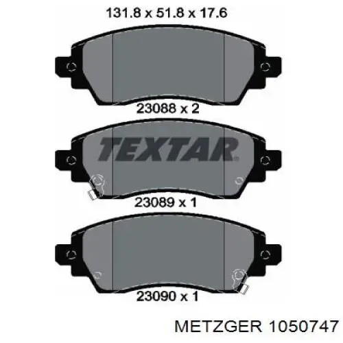 105-0747 Metzger kit de montaje, zapatas de freno traseras