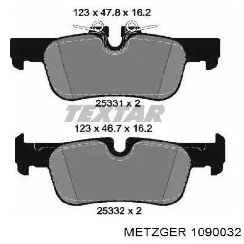 1090032 Metzger conjunto de muelles almohadilla discos delanteros