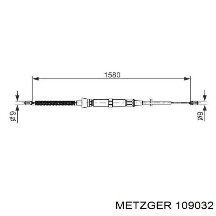 109032 Metzger cable de freno de mano trasero derecho/izquierdo
