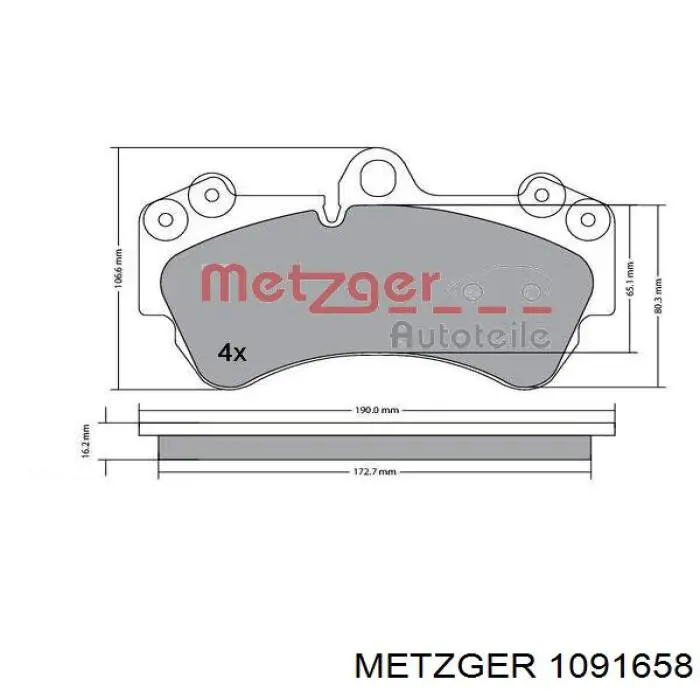 109-1658 Metzger conjunto de muelles almohadilla discos delanteros