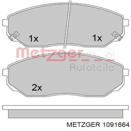 109-1664 Metzger conjunto de muelles almohadilla discos delanteros