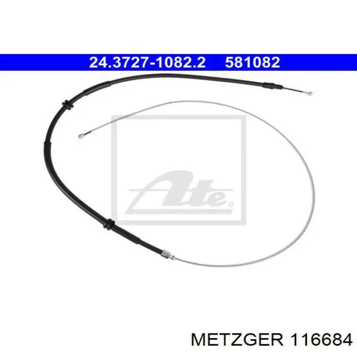 116684 Metzger cable de freno de mano trasero derecho/izquierdo