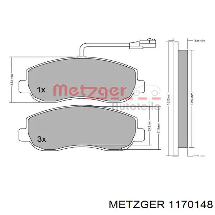 Pastillas de freno delanteras METZGER 1170148