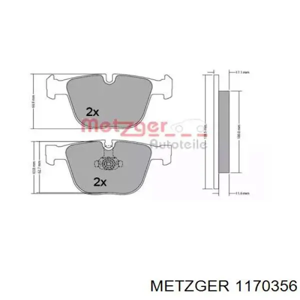 1170356 Metzger pastillas de freno traseras