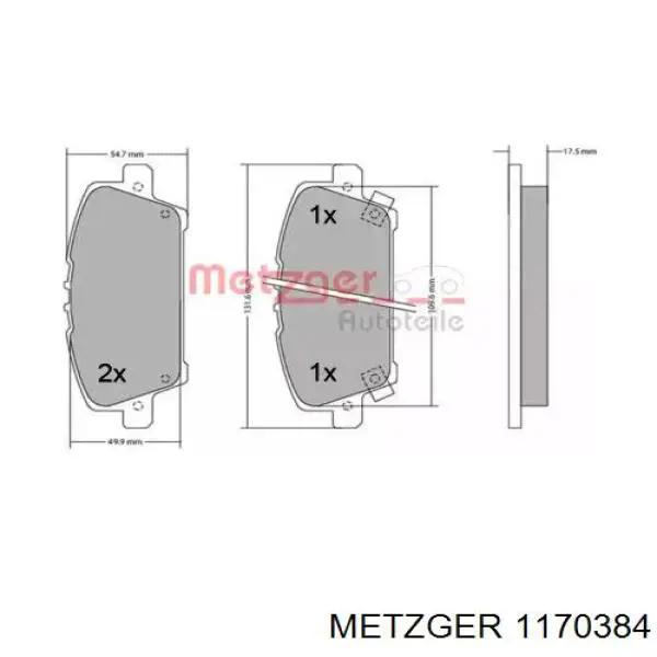 1170384 Metzger pastillas de freno delanteras