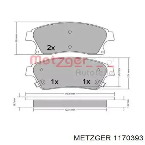 1170393 Metzger pastillas de freno delanteras