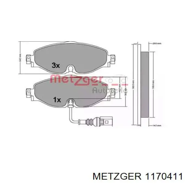 1170411 Metzger pastillas de freno delanteras