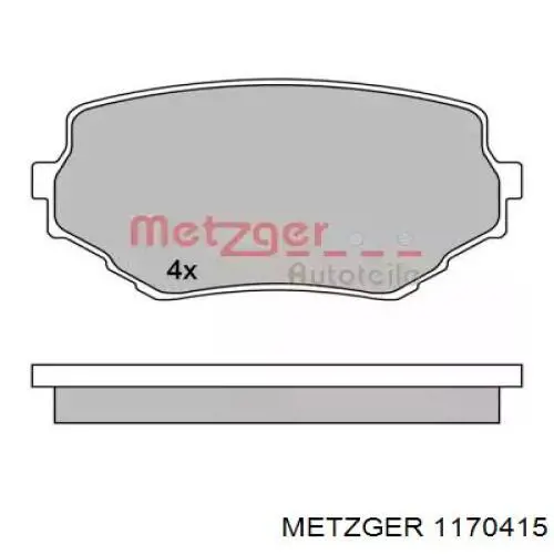 1170415 Metzger pastillas de freno delanteras