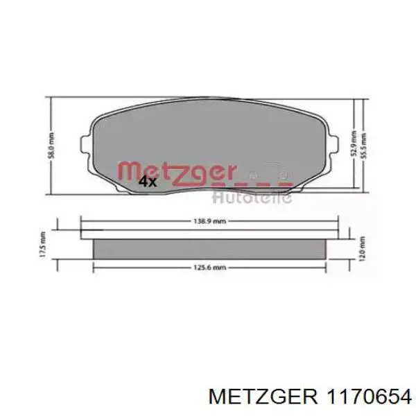 1170654 Metzger pastillas de freno delanteras