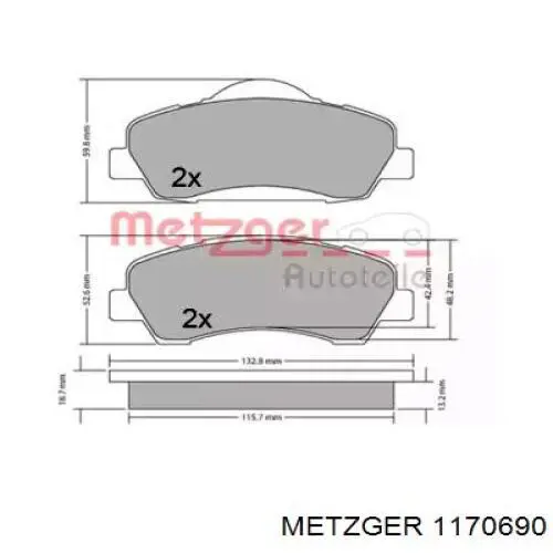 1170690 Metzger pastillas de freno delanteras