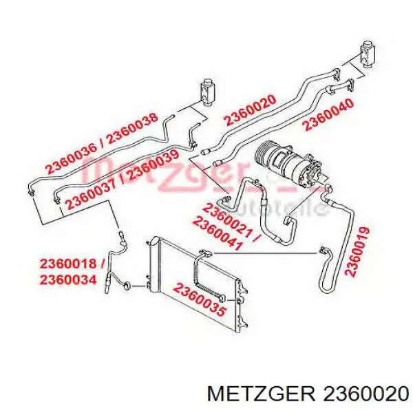 2360020 Metzger tubería de baja / alta presión, aire acondicionado, de evaporador a compresor