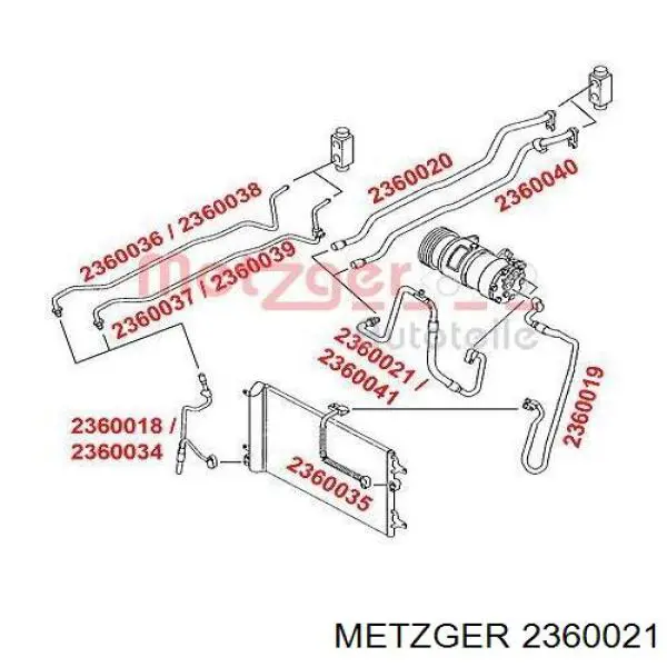 Comprar 2360021 Metzger Manguera de aire acondicionado de evaporador al compresor