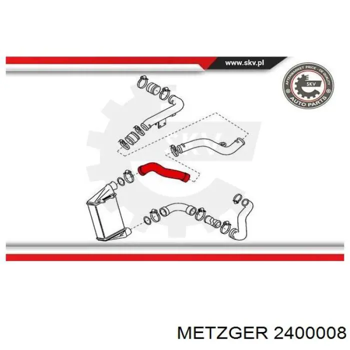 2400008 Metzger tubo flexible de aire de sobrealimentación superior