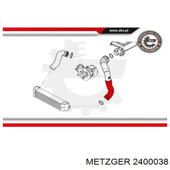 2400038 Metzger tubo flexible de aire de sobrealimentación izquierdo