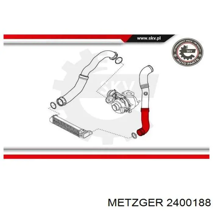 2400188 Metzger tubo flexible de aire de sobrealimentación superior izquierdo