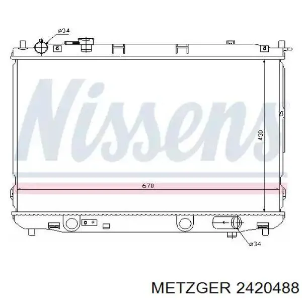2420488 Metzger tubería de radiador, alimentación