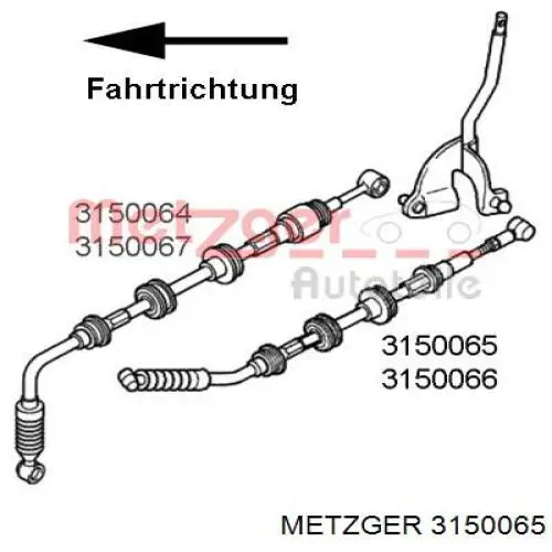 3150065 Metzger cable de accionamiento, caja de cambios (selección de marcha)