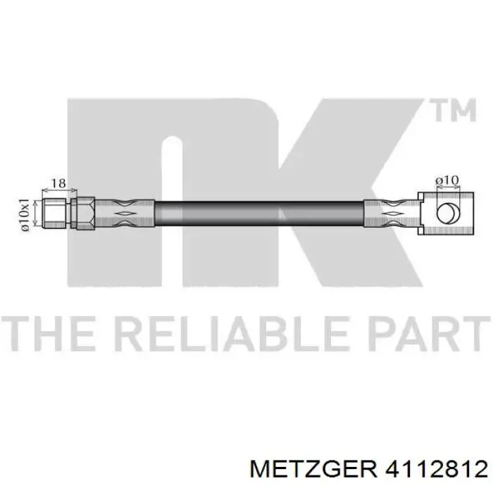 4112812 Metzger latiguillo de freno delantero