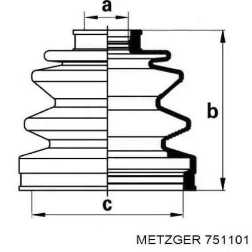 751101 Metzger fuelle, árbol de transmisión delantero exterior