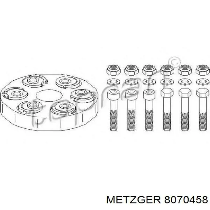Acoplamiento elástico delantero del cardán Metzger 8070458
