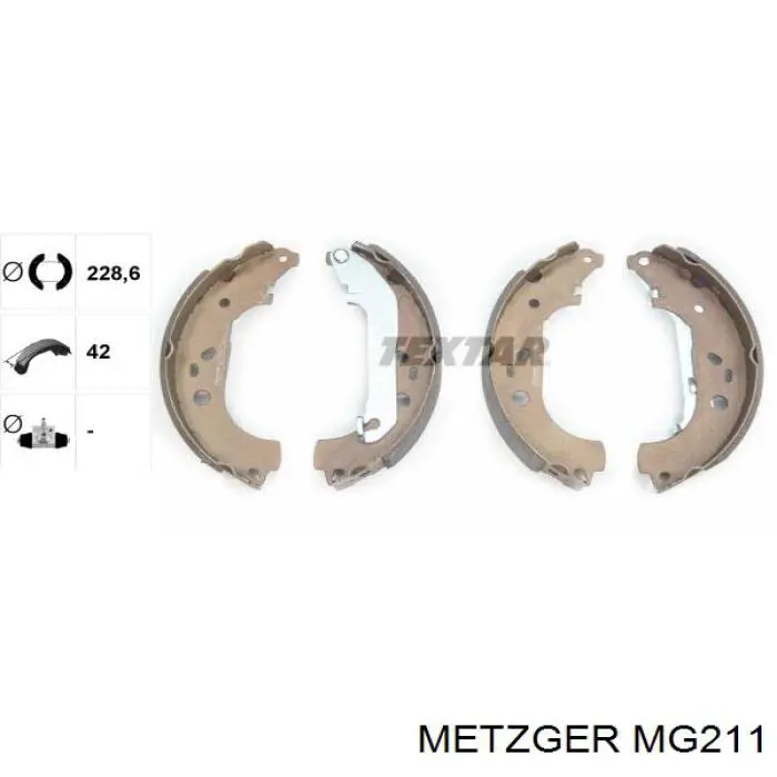 MG 211 Metzger zapatas de frenos de tambor traseras